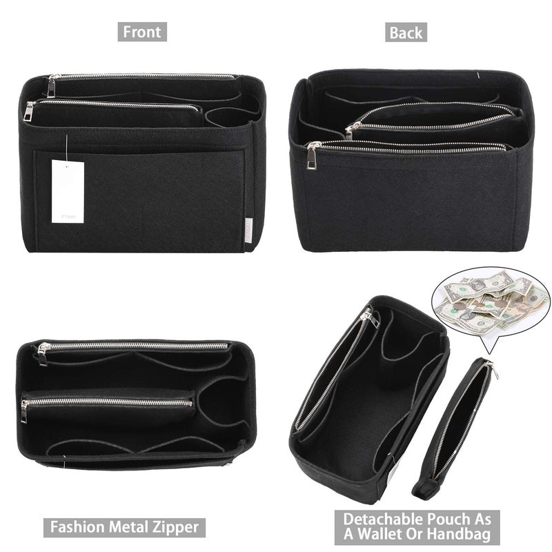 ZTUJO Purse Organizer, Felt Bag Organizer Purse Organizer Insert For Speedy, Neverfull, Graceful, Neverfull,Tote, Handbag,Shaper (X-Large, Black) - Image 2
